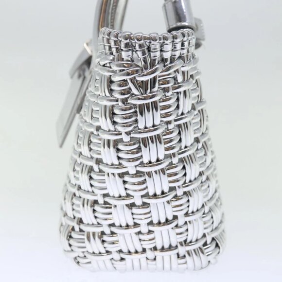 BALENCIAGA Bistro XS Hand Bag Wicker 2way Silver 671342 Auth 71589A - Picture 5 of 15